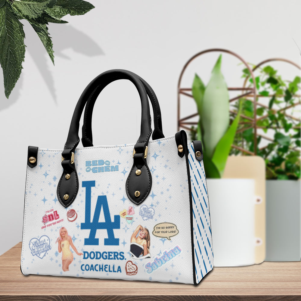 "Steal the Spotlight at Coachella with the Limited Edition V1 Leather Bag: LA Dodgers x Sabrina Carpenter!"